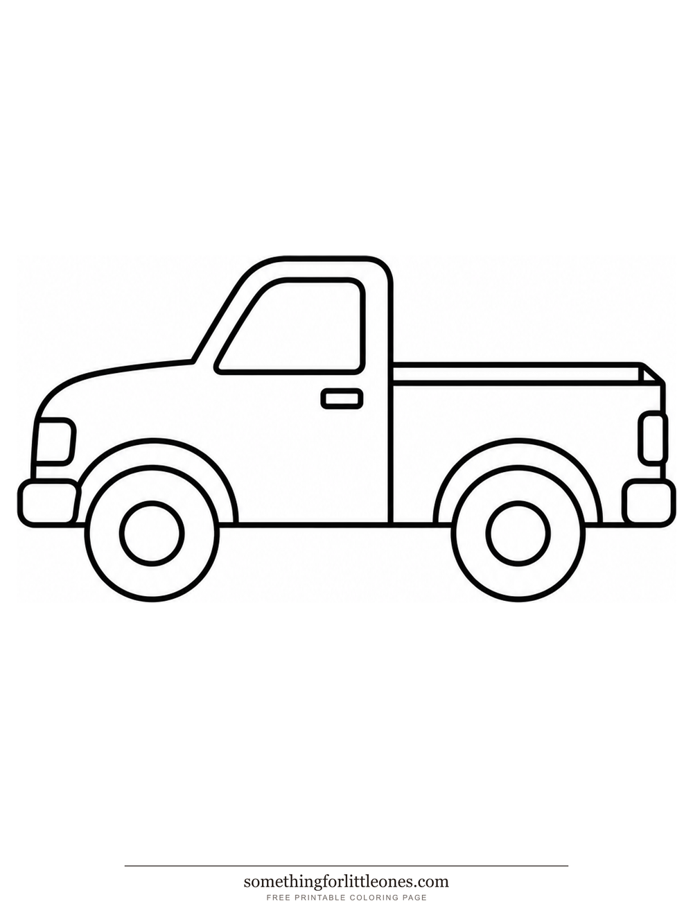 Line drawing of a pickup truck from the side with an open bed