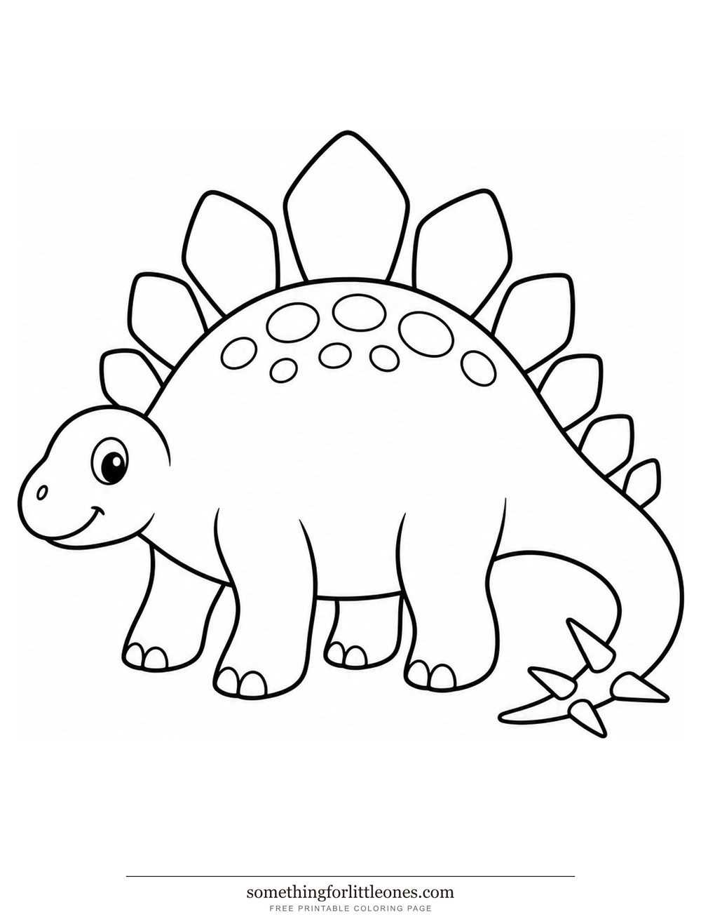Line drawing of a stegosaurus with back plates and a spiked tail