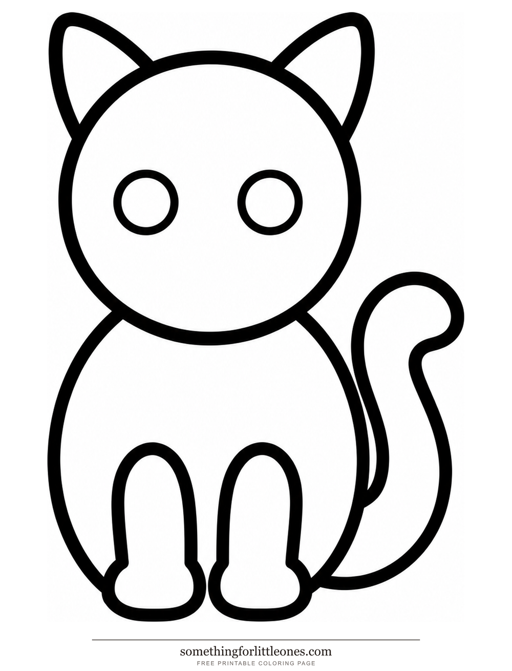 Line drawing of one sitting cat made of a few huge shapes.